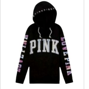 PINK VS Bling Sequin Logo Watercolor Pullover Hoodie 😍🔥💎